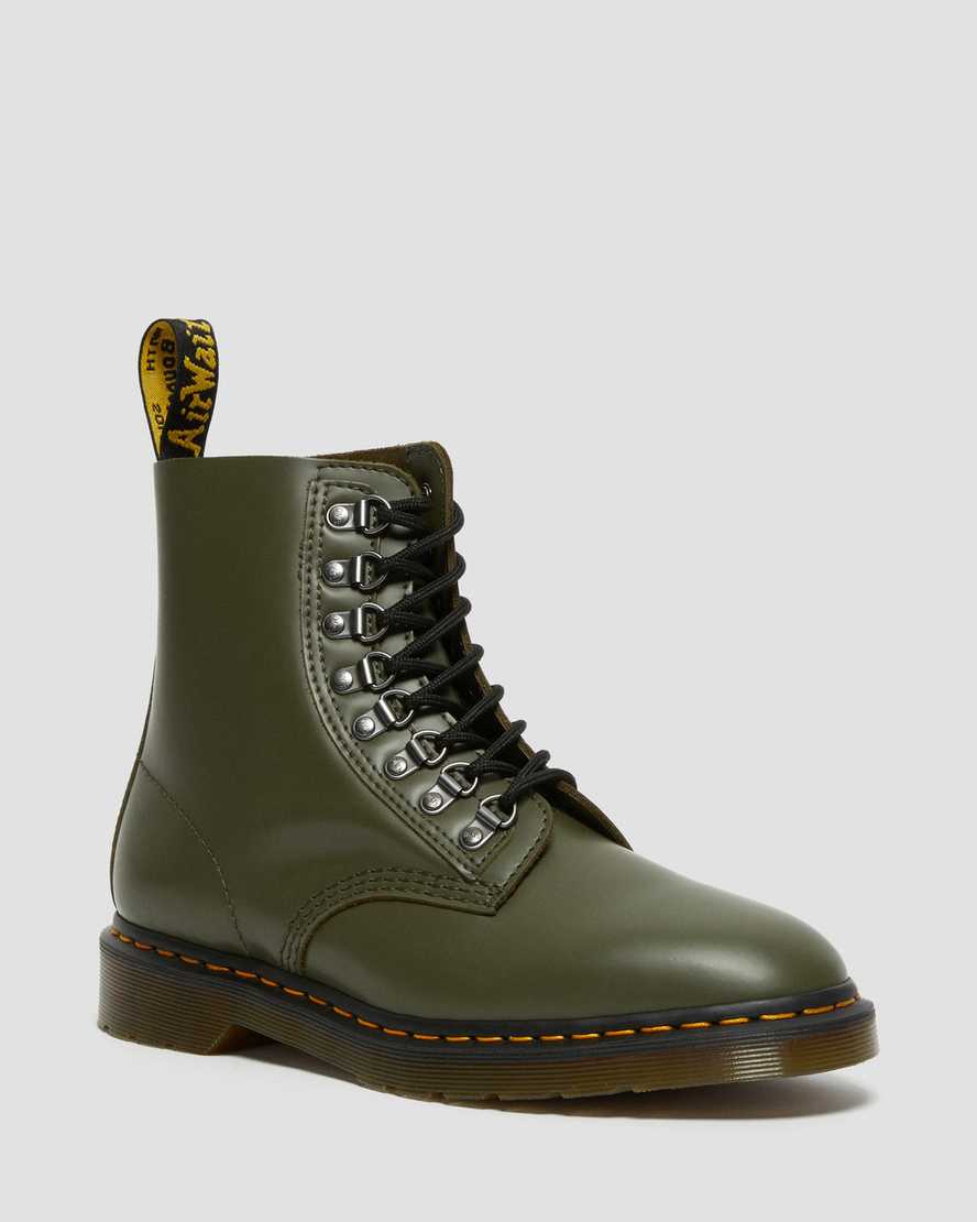 Dr. Martens 1460 Pascal Verso Smooth Lær Snørestøvler Dame Khaki [6827PKQWU]